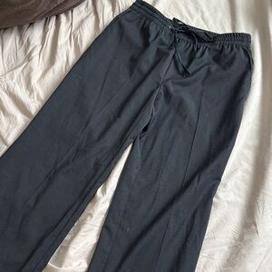 Miu Miu Grey Drawstring Pleat-Front Trousers